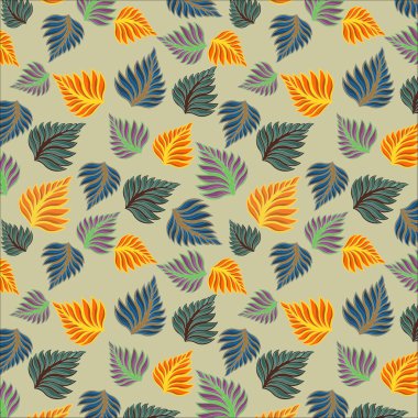 Seamless pattern of charcoal, twilight lavender, school bus yellow and Brunswick green color tropical deliciosa plant leaf on sage color background.leaf seamless pattern, textile design, wallpaper.