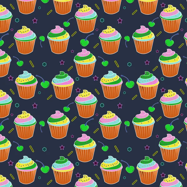 Colorful Seamless Pattern Tenne Tawny Color Cupcake Persian Pink Titanium — Stok Vektör