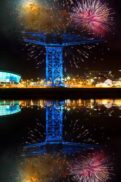 Glasgow night reflections — Stock Photo, Image