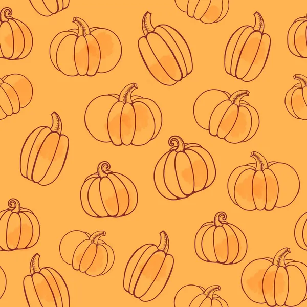 Handgeschilderde Aquarel Digitale Patroon Pompoenen Oranje Achtergrond — Stockfoto