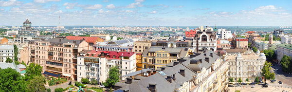 Panorama of Kiev city center from the tower of St. Sophia Cathedral, Ukraine