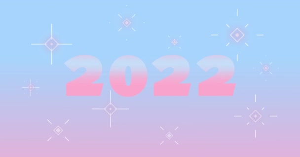 2022 год - счастливый Новый год для всех нас. Новогодняя анимация с сверкающими звездами. — стоковое видео