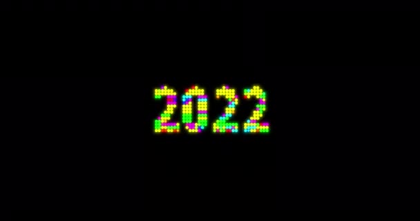 2022 Nieuwjaarsvakantie animatie. Nieuw jaar 4K resolutie animatie met glitch effect. — Stockvideo