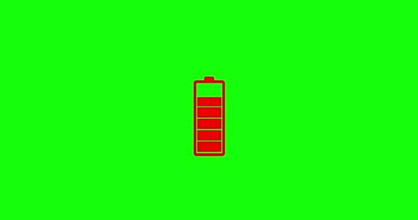 Loader animation. 4k resolution. Red Charging battery indicator with green screen background — Stock Video