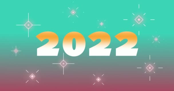 2022 год - счастливый Новый год для всех нас. Новогодняя анимация с сверкающими звездами. — стоковое видео