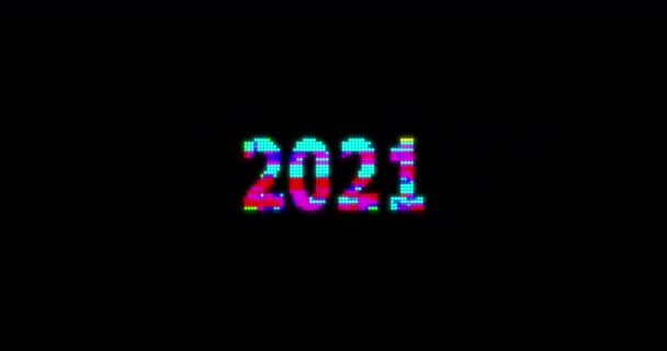 2021 átmenet 2022 újév ünnep animáció. Újévi 4K felbontás animáció hibahatással. — Stock videók