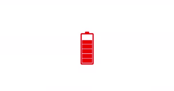 Animation du chargeur. Résolution 4k. Rouge Indicateur de batterie de charge isolé sur fond blanc. Chargeur 10 secondes — Video