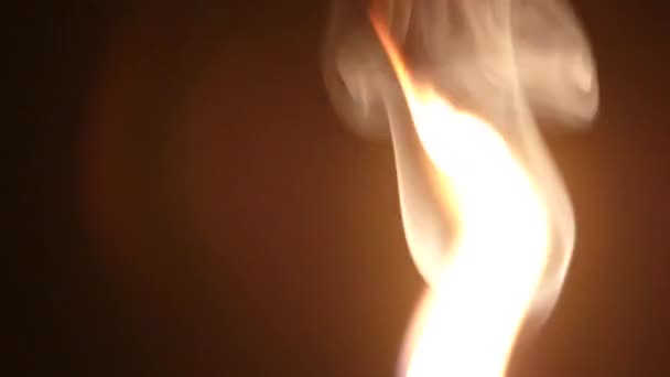 Burning match close up. Full HD slow motion video of burning match isolated on black background — Video Stock
