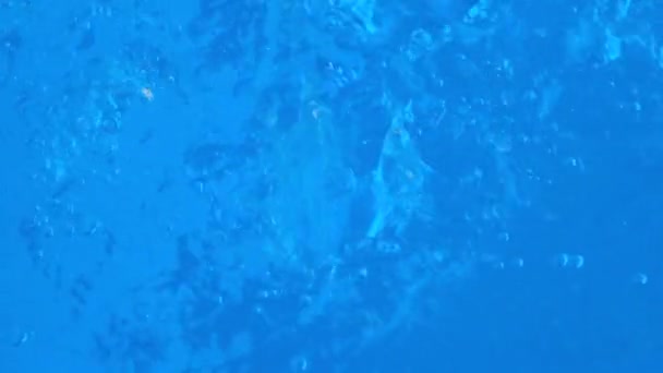 Water in hot tub. Sparkling gushing bright blue transparent water in hot tub or swimming pool. Slow motion full HD resolution video banner. Decorative jet or fountain of water in the hot tub — Stock Video