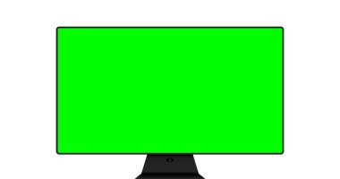 Beyaz arkaplanda izole edilmiş dijital cihaz vektör illüstrasyonu. 4K ya da tam çözünürlüklü çözünürlük. Boş yeşil renkli ekran izole edilmiş son derece gerçekçi bir çerçeve modeliName