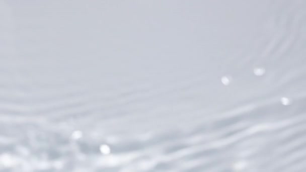 Close up view on Water texture with waves on the water overlay effect for video mockup. Organic light gray drop shadow caustic effect with wave refraction of light. Slow motion full HD video banner — Vídeos de Stock