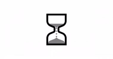 Kum Saati İmleç Canlandırma Döngüsü Canlandırması Yükleniyor. Kum saati yükleyici. Beyaz arkaplanda 4K çözünürlük canlandırması.