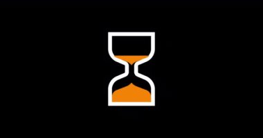 Kum Saati İmleç Canlandırma Döngüsü Canlandırması Yükleniyor. Kum saati yükleyici. Siyah arkaplanda 4K çözünürlük canlandırması.