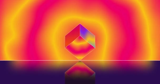 Abstract Mirror Cube Gradient Faces Rotating Mirror Pink Yellow Gradient — Stockvideo