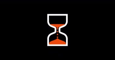 Kum Saati İmleç Canlandırma Döngüsü Canlandırması Yükleniyor. Kum saati yükleyici. Siyah arkaplanda 4K çözünürlük canlandırması.