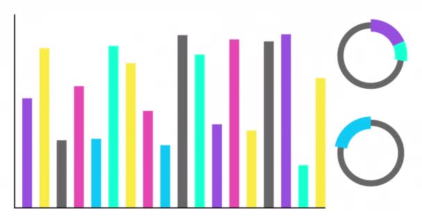 Animated Infographics Set Animation Two Different Charts Graphs Bright Color — Stockvideo