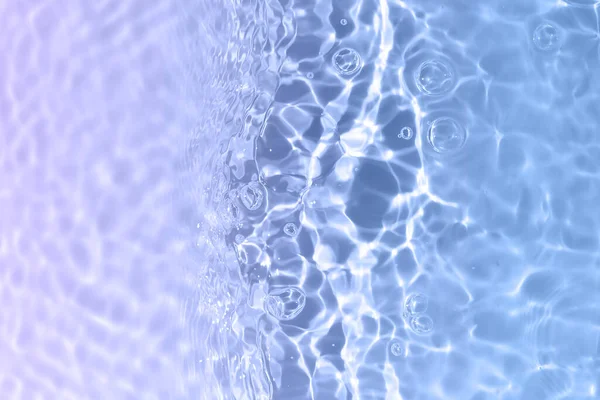 Transparent Clear Calm Water Surface Texture Waves Splashes Bubbles Trendy — Stock fotografie