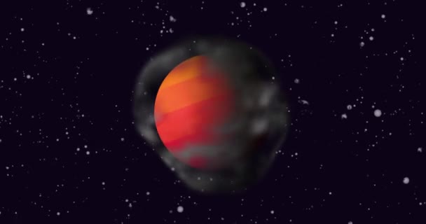 Анотація Червоної Планети Обертається Тумані Абстрактна Концепція Простору Червоний Оранжевий — стокове відео