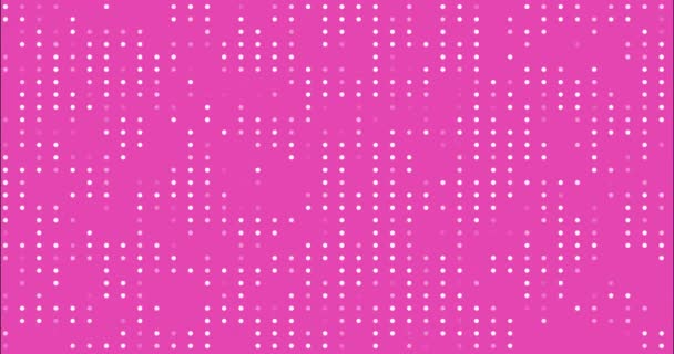Sci Fi抽象4K解像度アニメーション背景 ピンクやフクシアの背景にランダムな順番で表示されなくなる白い点との導入または遷移 — ストック動画