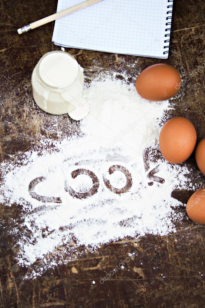 eggs, flour, sour cream, notepads recipes