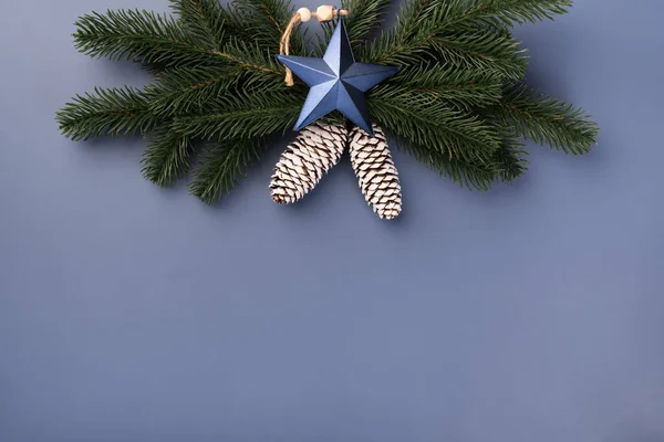 Mockup de Navidad con ramas de abeto y conos — Foto de Stock