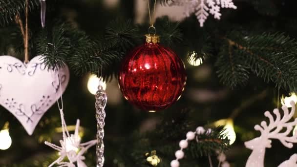 Vánoční Ozdoby Vánoční Stromeček Dekorativní Srdce — Stock video