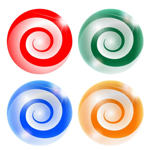 Four abstract ball with spiral — Stock Vector