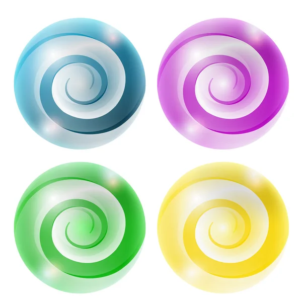 Four abstract ball with spiral — Stock Vector