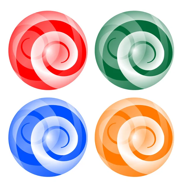 Quatre boule abstraite avec spirale — Image vectorielle