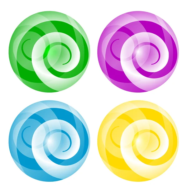 Quatre boule abstraite avec spirale — Image vectorielle