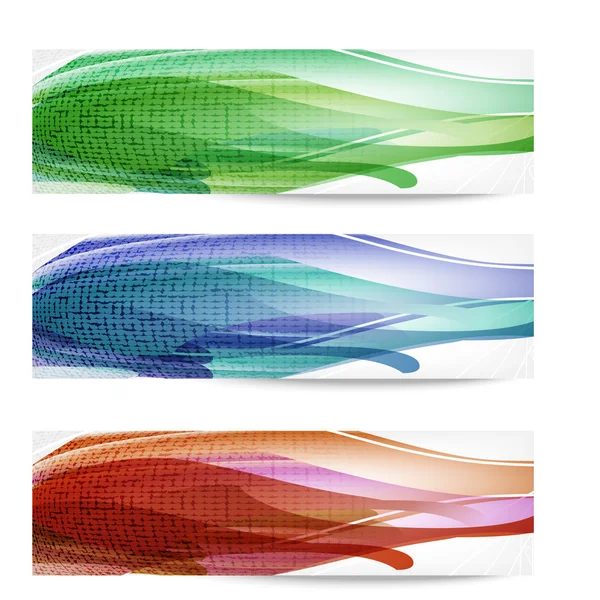 Trois bannière vectorielle avec grille abstraite — Image vectorielle