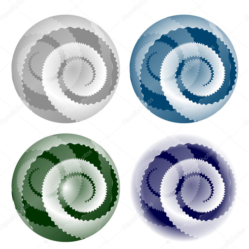 set abstract ball with jagged spirals