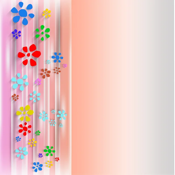 Fondo abstracto con flores y cortina — Vector de stock