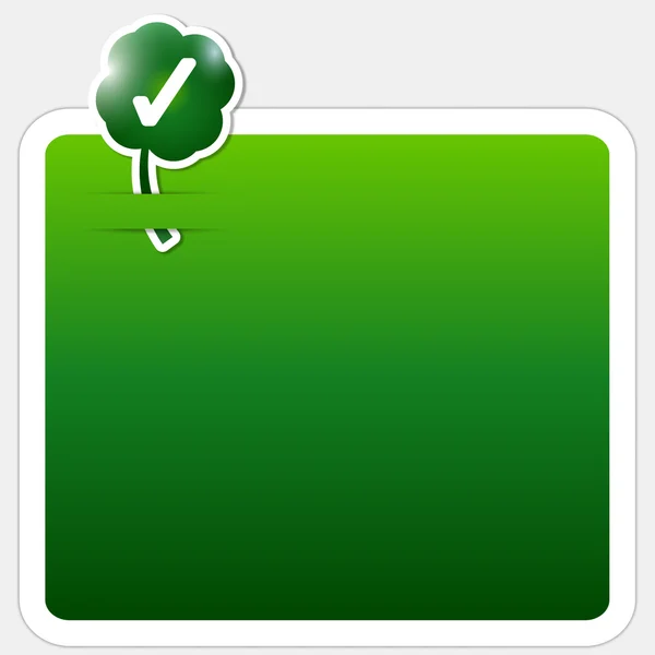 Zöld doboz a szöveg négylevelû lóherével — Stock Vector