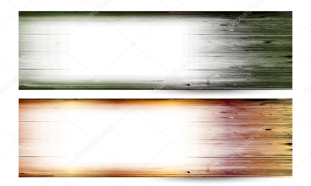 two vector banner with wood pattern