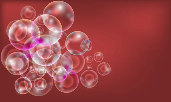 Fondo abstracto rojo y burbujas mágicas — Vector de stock