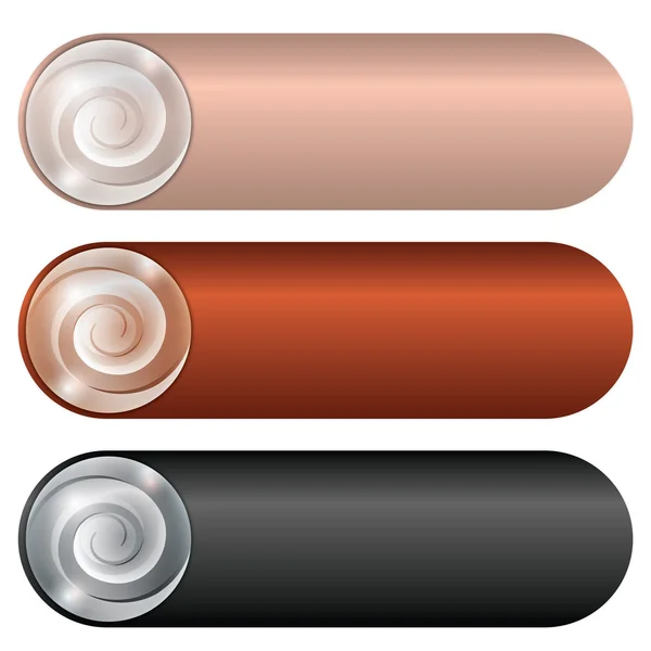 Tres botones y espiral — Vector de stock