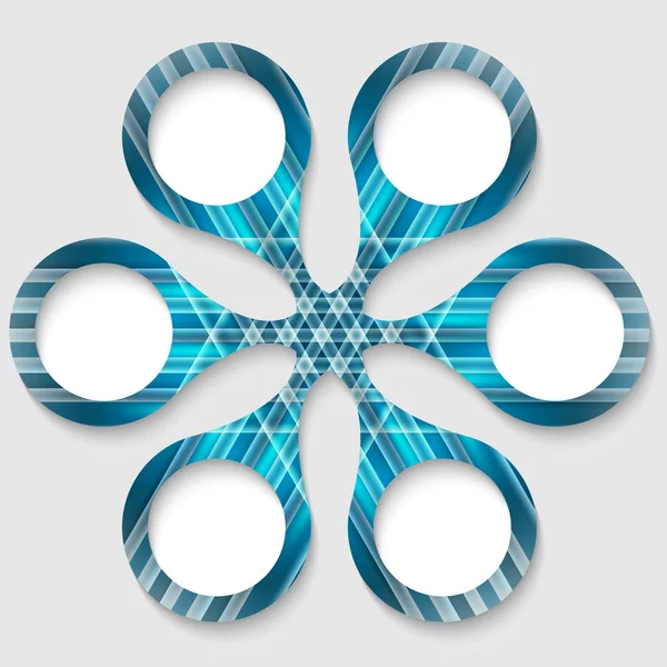 Objet circulaire abstrait bleu avec boîtes blanches — Image vectorielle