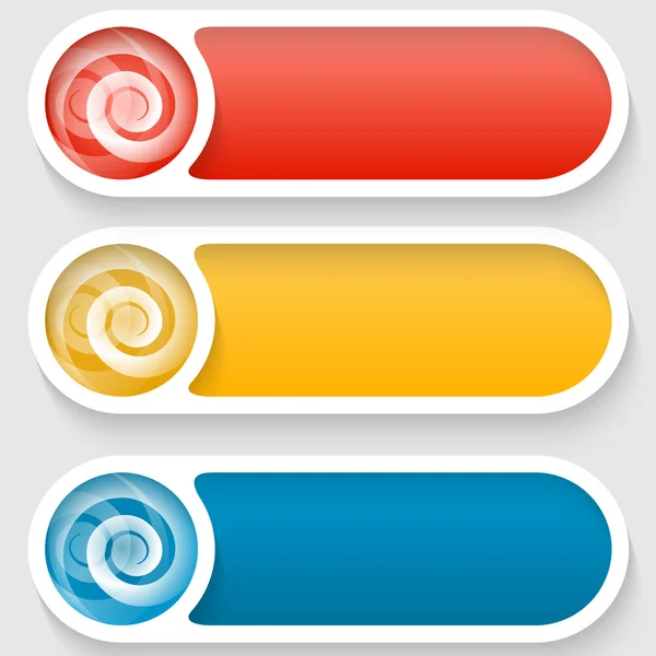 Set of three abstract buttons with spiral — Stock Vector