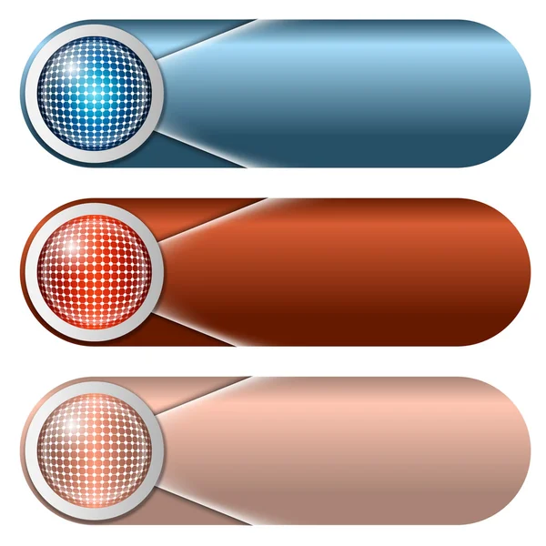 Set di tre pulsanti colorati — Vettoriale Stock