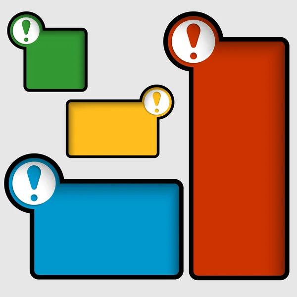 Conjunto de cuatro marcos para texto con signo de exclamación — Archivo Imágenes Vectoriales