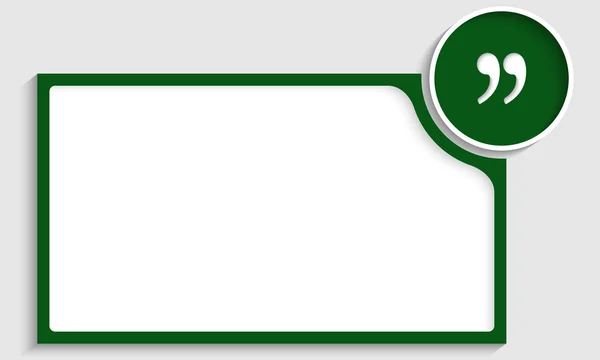 Cuadro de texto verde con comillas — Vector de stock