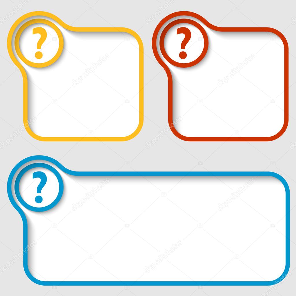 set of three vector text frames with question mark