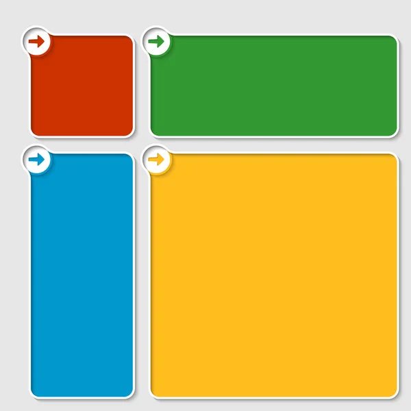 Set de patru casete colorate pentru orice text cu săgeată — Vector de stoc