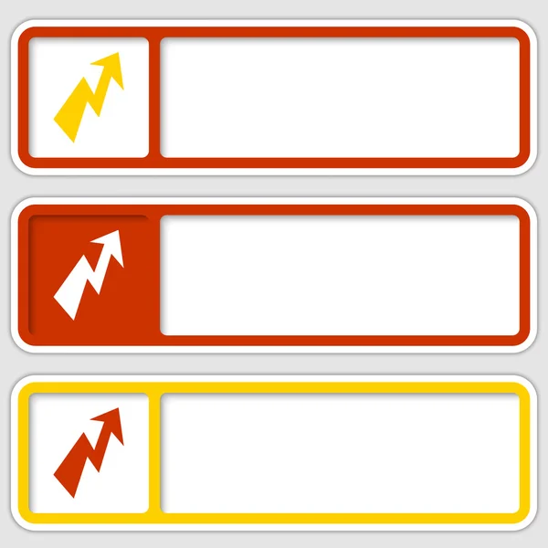 Set di tre caselle per qualsiasi testo con segno flash — Vettoriale Stock