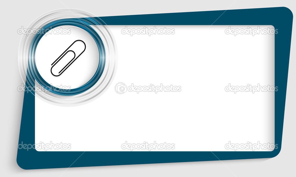 blue abstract text frame and transparent circle with paper clip