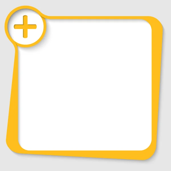 Cuadro de texto amarillo con signo más — Vector de stock