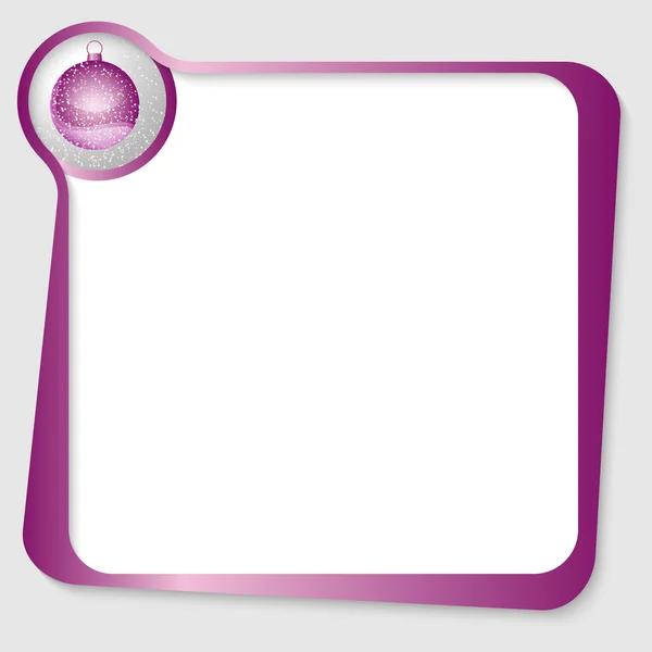 Boîte de texte violette avec un ornement de Noël — Image vectorielle