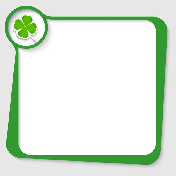 Caixa de texto verde com folha de trevo — Vetor de Stock