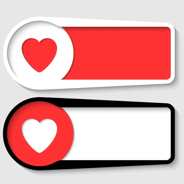 Set of two boxes for any text with heart — Stock Vector